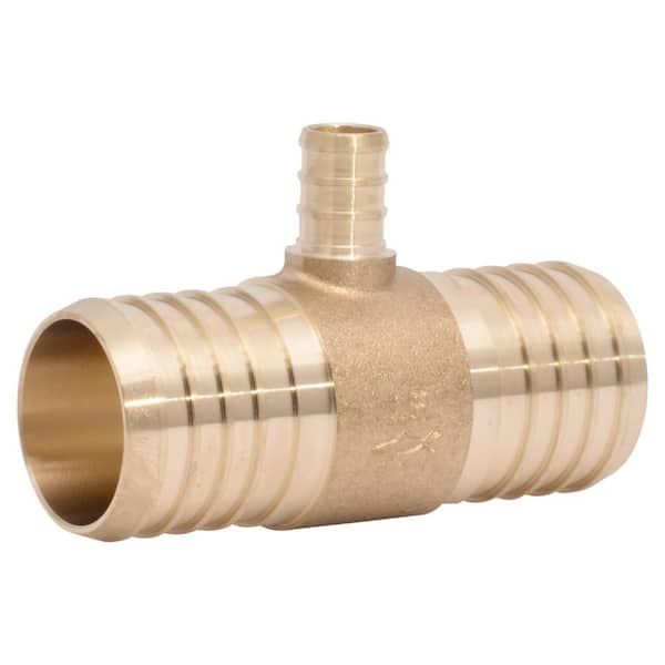1-1/2 in. x 1-1/2 in. x 1/2 in. PEX Barb Brass Reducing Tee Fitting