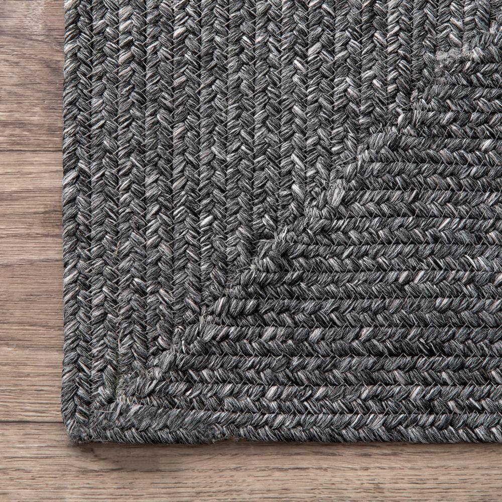 Charcoal Handmade Braided Synthetic Square Rug, 8'