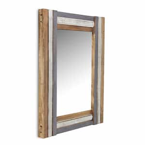 24 in. x 32 in. Classic Irregular Framed Brown Vanity Mirror