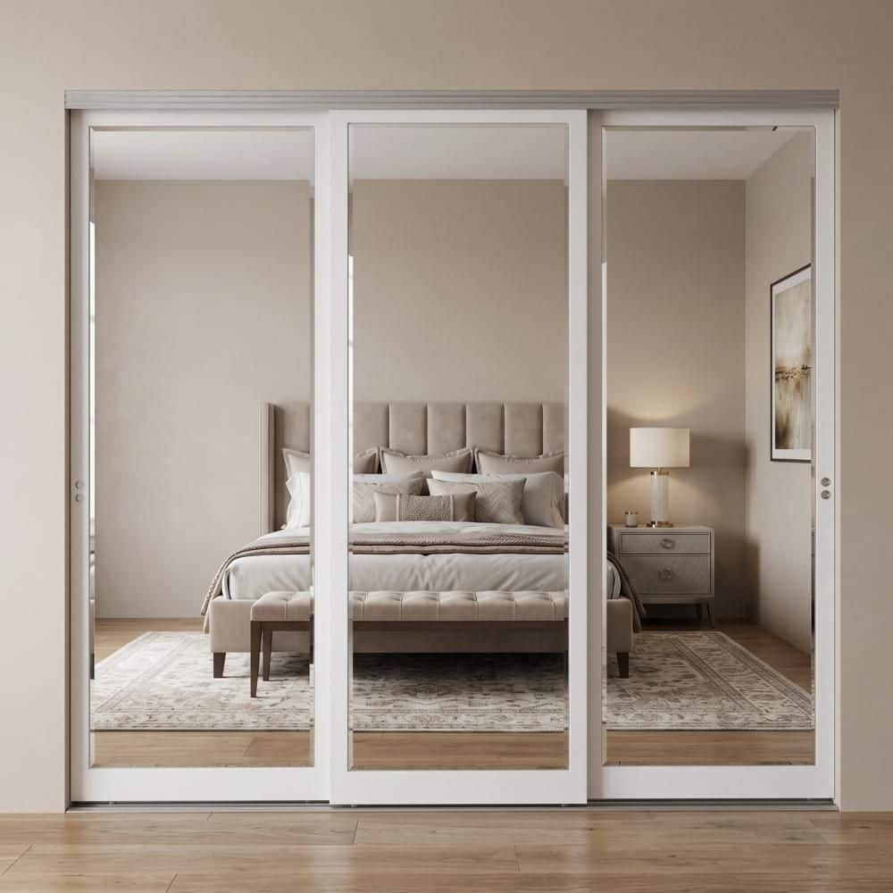 Sweet closet プロフ必読様 Impact Plus 96 in. x 80 in. Mir-Mel White Mirror Solid Core MDF