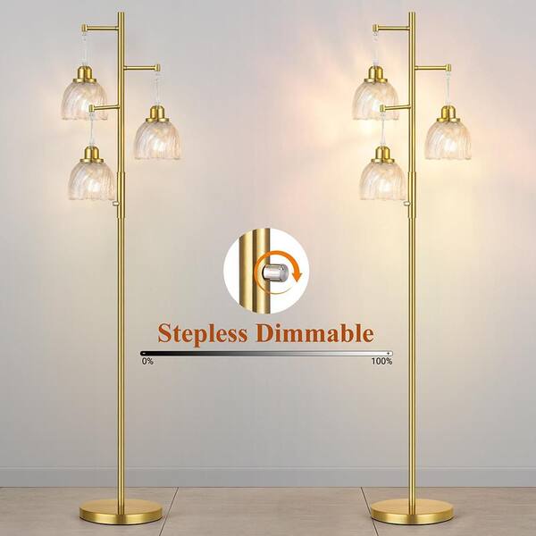 66 in. Clear 3-Light Smart Dimmable Vintage Tree Standing Column