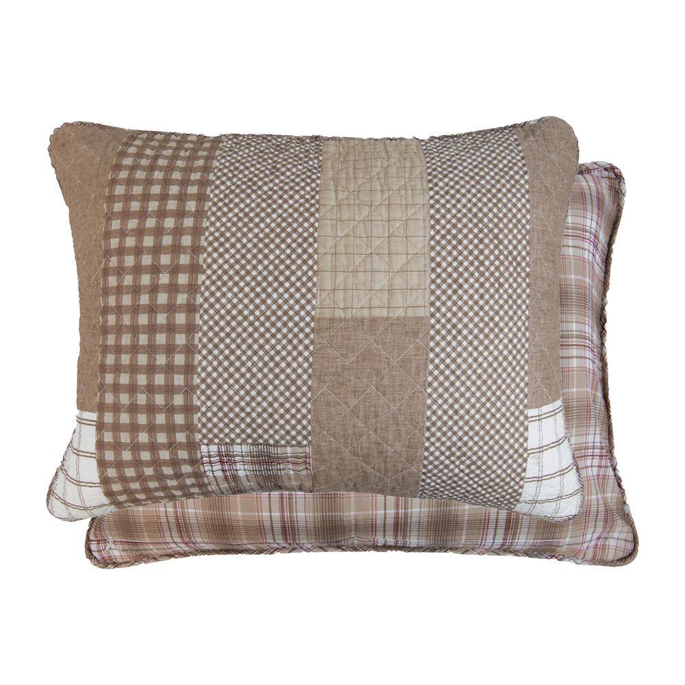 White and Taupe Reversible Cotton King Quilt Set