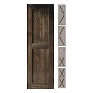 20 in. x 80 in. 5-in-1 Design Ebony Solid Natural Pine Wood Panel Interior Sliding Barn Door Slab with Frame