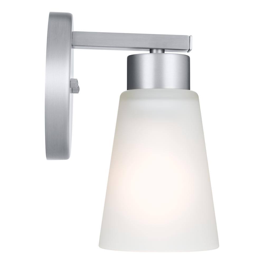 Brushed Nickel Dimmable Wall Sconce with Satin Etched Glass