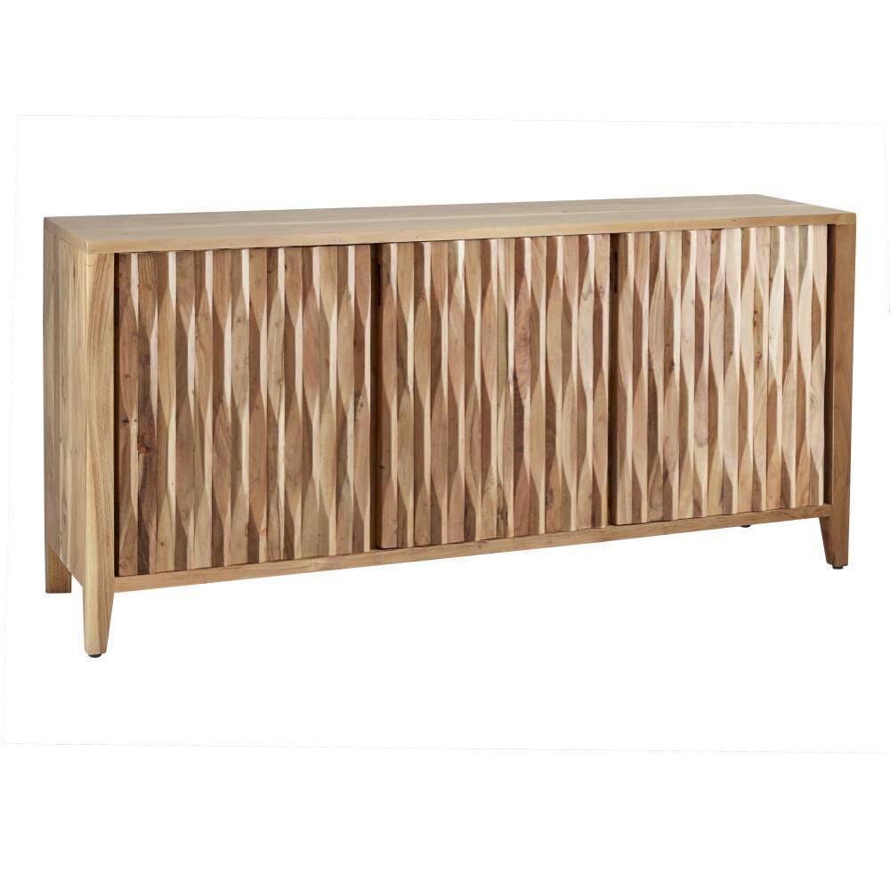 Brown Wood Adjustable Shelving Lockable Sideboard Cabinet