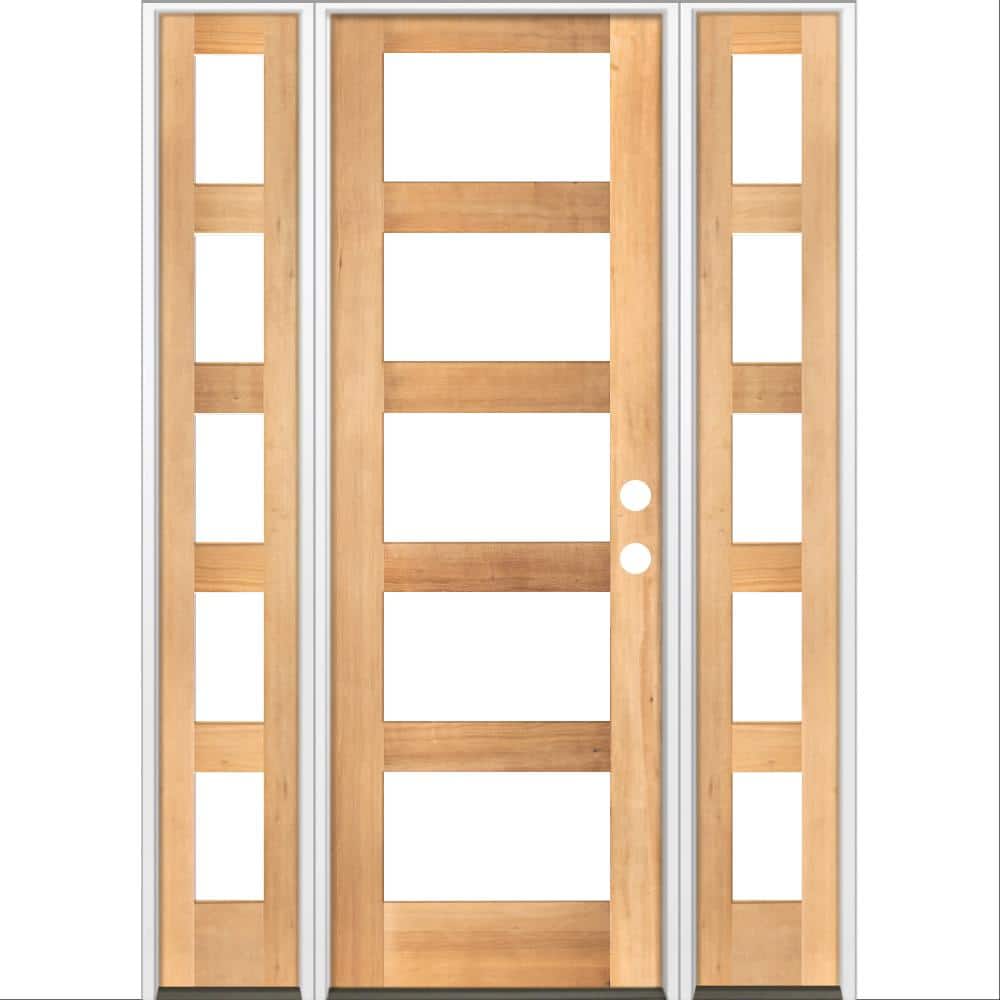 60 in. x 96 in. Modern Hemlock Left-Hand/Inswing 5-Lite Clear Glass Clear Stain Wood Prehung Front Door w/Sidelites price history on PriceWatchPro