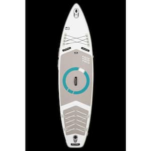 Horizon 11 ft. L x 34 in. White Inflatable Stand Up Wide Paddle Board With Premium SUP Accessories