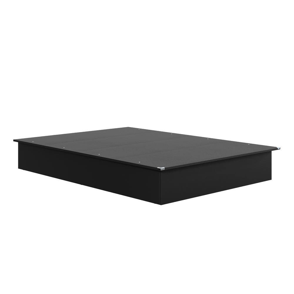 Black Full Platform Bed with Wood Frame