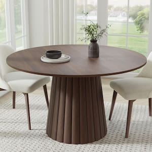 Dovelina 52 in. Solid Wood Pedestal Walnut Dining Table