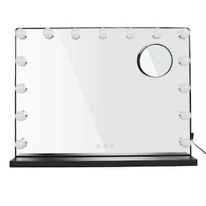 23in Vanity Mirror with Lights, Rectangular Lighted Makeup Mirror with Smart Touch Switch in Black