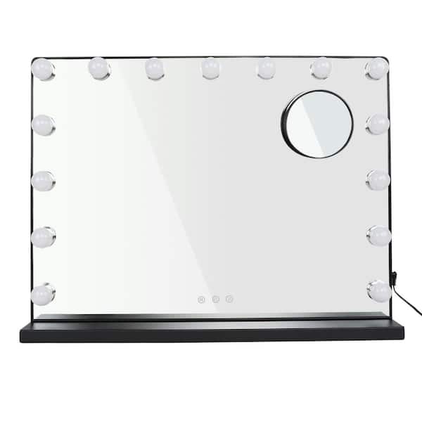 Depuley 23in Vanity Mirror with Lights, Rectangular Lighted Makeup Mirror with Smart Touch Switch in Black