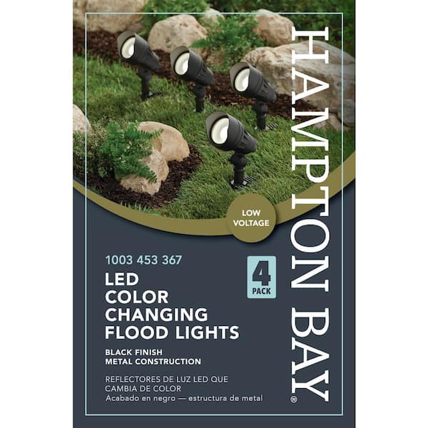 Hampton Bay 50-Watt Equivalent Low Voltage Millennium Black Adjustable  Color Integrated LED Outdoor Landscape Flood Light (4-Pack) IWH1501L-3-4PK  - The Home Depot