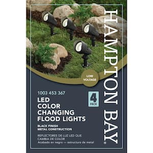 50-Watt Equivalent Low Voltage Millennium Black Adjustable Color Integrated LED Outdoor Landscape Flood Light (4-Pack)