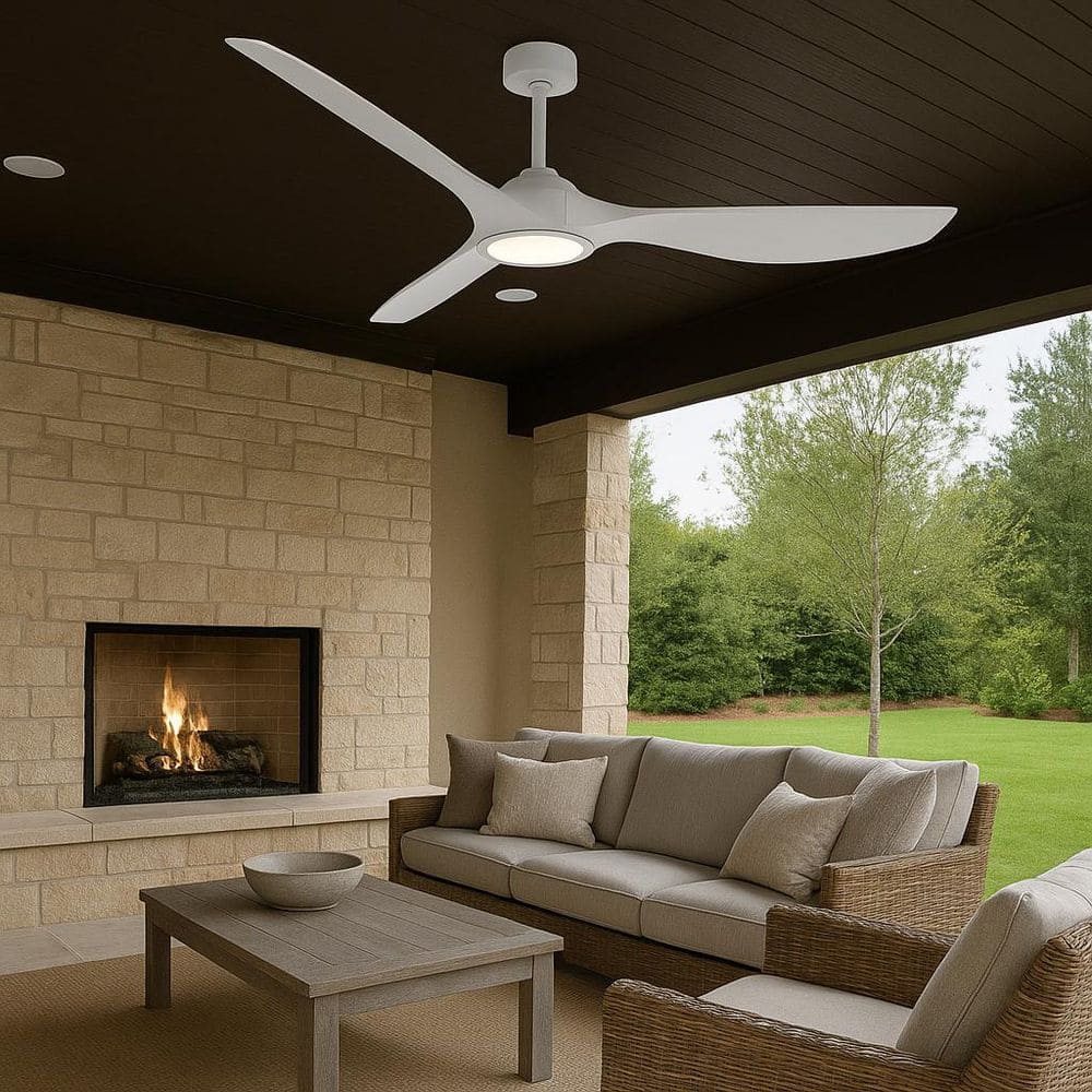 Pembridge 66 in. Indoor/Covered Outdoor Matte White Modern Ceiling Fan with Adjustable White LED and Remote Included price history on PriceWatchPro