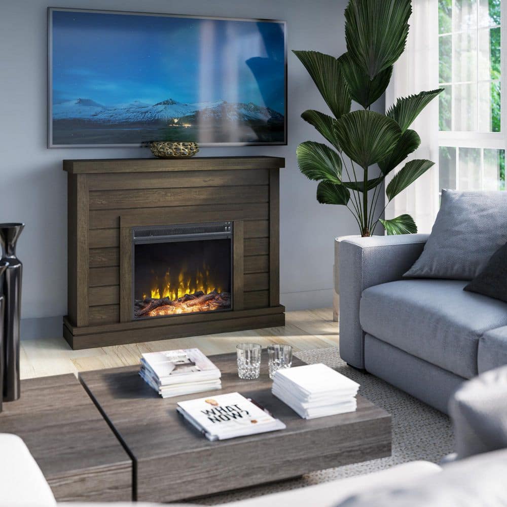 47 in. Freestanding Wooden Electric Shiplap Wall Mantel Fireplace in Chico Oak price history on PriceWatchPro