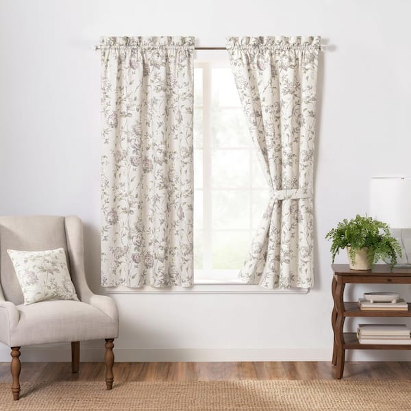 null Abigail Lilac Geometric Rod Pocket Room Darkening Curtain - 45 in. W x 63 in. L (Set of 2)