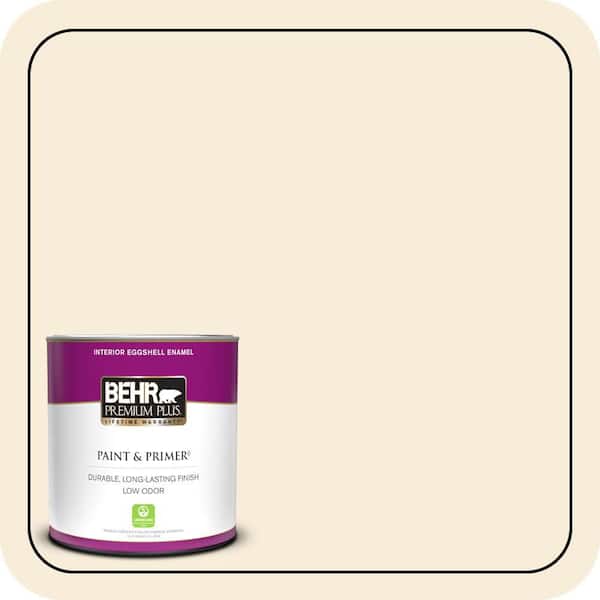 BEHR PREMIUM PLUS 1 qt. #YL-W04 Linen White Eggshell Enamel Low Odor Interior Paint & Primer
