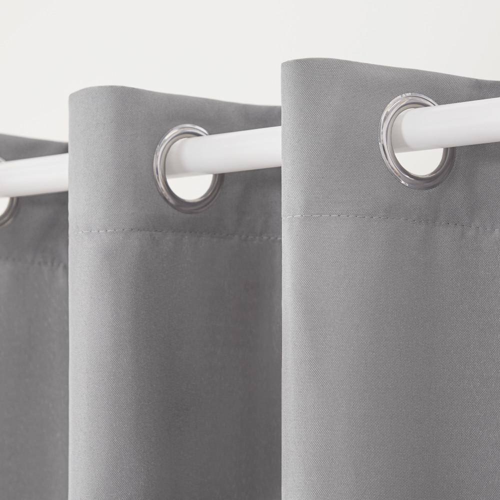 Medium Grey Polyester Light Filtering Grommet Curtain Panels