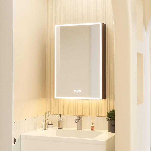 20 in. W x 30 in. H Rectangular Bathroom Medicine Cabinet with Mirror, Hair Dryer Shel and 2-Outlets LED Mirror Cabine