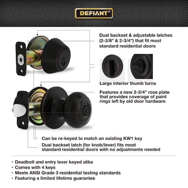 Defiant Hartford Aged Bronze Single Cylinder Keyed Entry Project