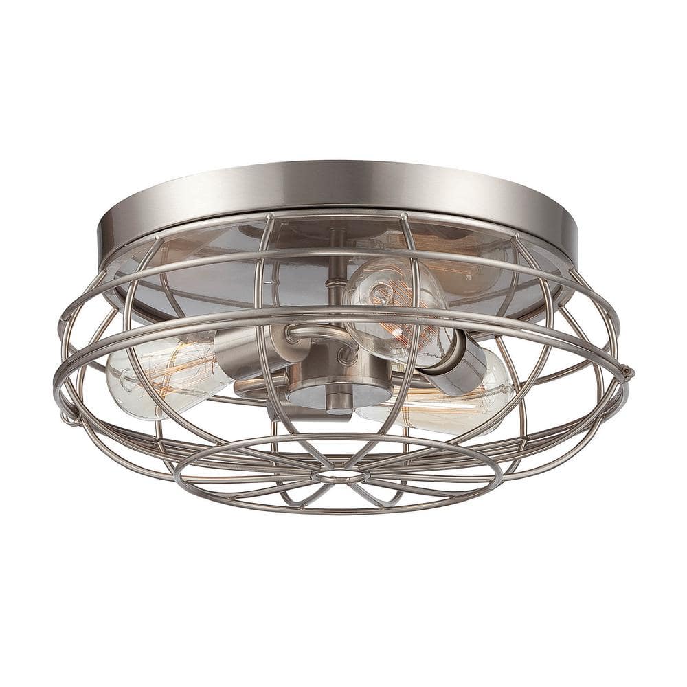 Scout 15 in. W x 6.5 in. H 3-Light Satin Nickel Flush Mount Ceiling Light price history on PriceWatchPro