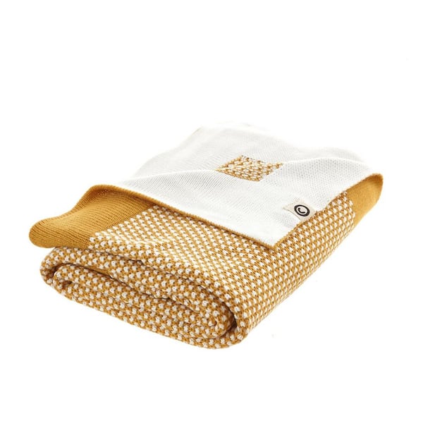 HomeRoots Charlie Yellow Polka Dot Acrylic Throw Blanket
