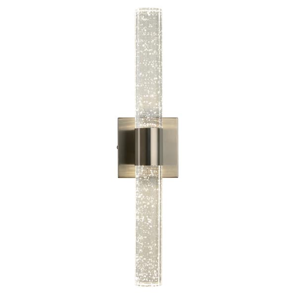 KAISITE Modern 2-Light Brushed Nickel Dimmable Wall Sconce With Bubble Glass Shade 12W 4000K LED Bathroom Vanity Light Fixtures