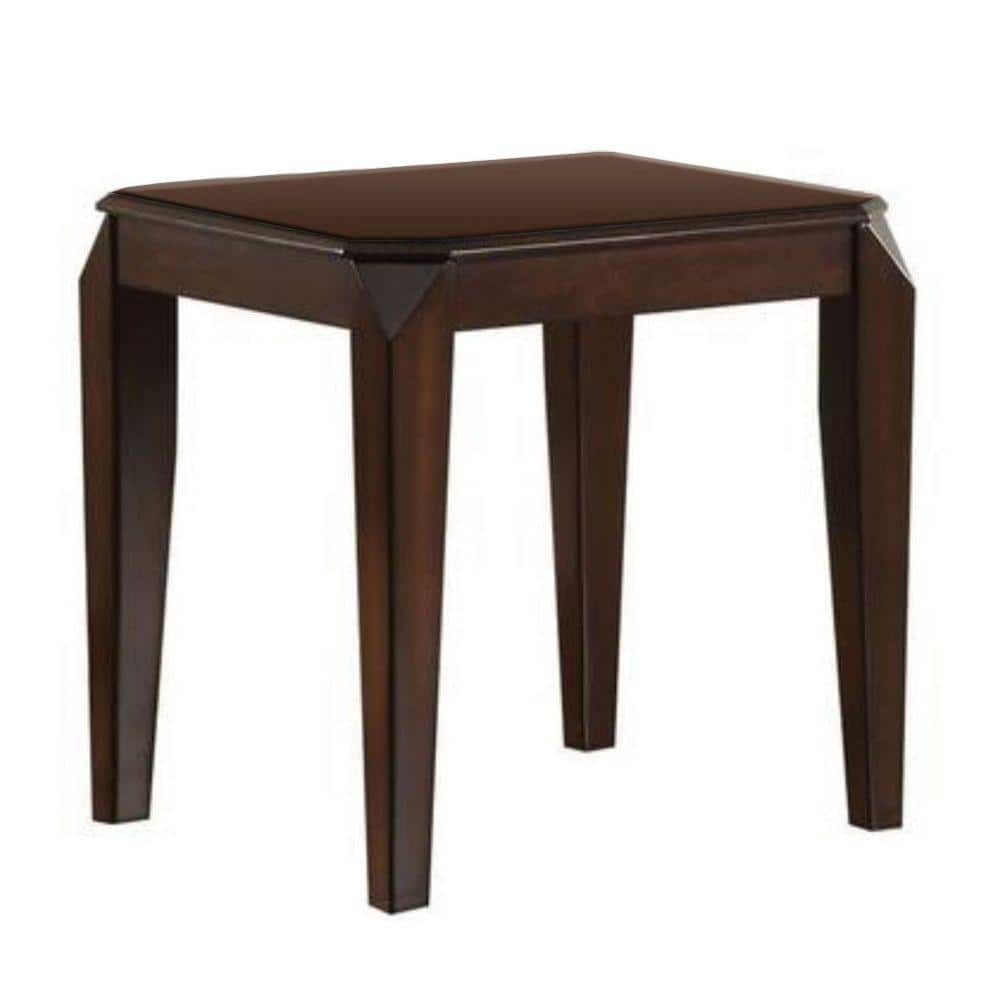 Transitional Walnut Wood Square End Table with Tapered Legs