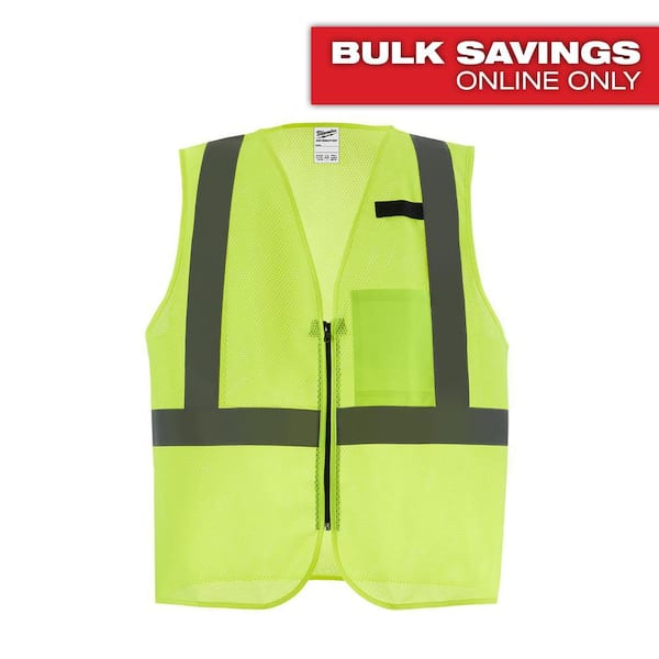 Large/X-Large Yellow Class 2 High Visibility Mesh Safety Vest with 1 Pocket