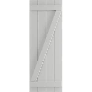 21-1/2 in. x 39 in. True Fit PVC 4-Board Joined Board and Batten Shutters with Z-Bar, Hailstorm Gray (Per Pair)
