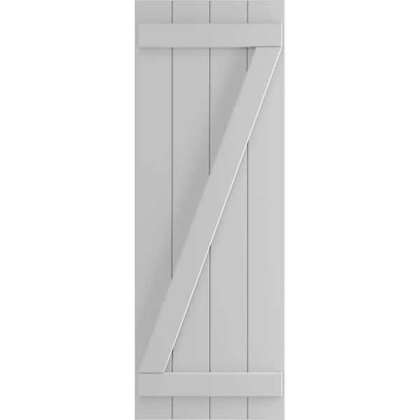 Ekena Millwork 21-1/2 in. x 54 in. True Fit PVC 4-Board Joined Board and Batten Shutters with Z-Bar Pair in Hailstorm Gray