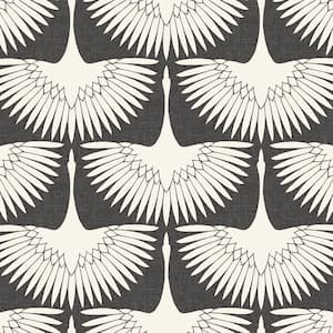 Genevieve Gorder Storm Gray Feather Flock Vinyl Peel and Stick Wallpaper Roll (Covers 28 sq. ft.)