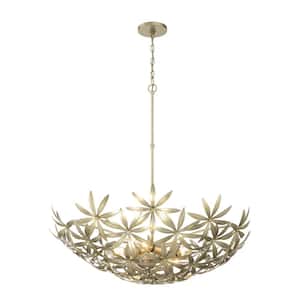 Flower Child 60-Watt 5-Light Ambry Gold Bowl Pendant Light with Metal Shade and No Bulbs Included