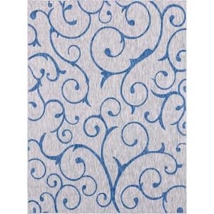 Outdoor Curl Cloud Gray 9 ft. x 12 ft. Area Rug