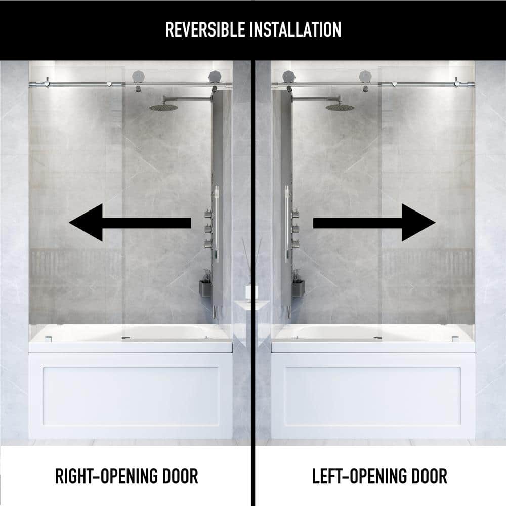 Elan Hart 60" Frameless Sliding Tub Door with Clear Glass