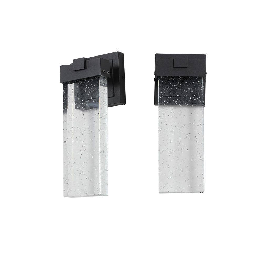 12.2in. Black Weatherproof LED Wall Sconce Dust to Dawn Outdoor Hardwired S