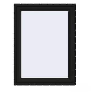 36 in. x 48 in. V-4500 Series Black Exterior/White Interior FiniShield Vinyl Right-Handed Casement Window w/Mesh Screen