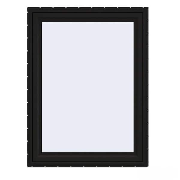 JELD-WEN 36 in. x 48 in. V-4500 Series Black Exterior/White Interior FiniShield Vinyl Right-Handed Casement Window w/Mesh Screen