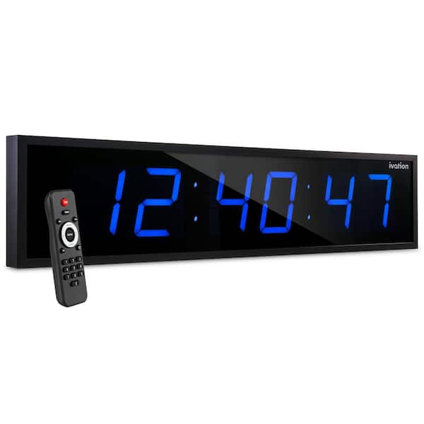 Ivation 60 in. Blue Large Digital Wall lock, LED Digital Clock Alarm JID0160TBLU - The Home Depot