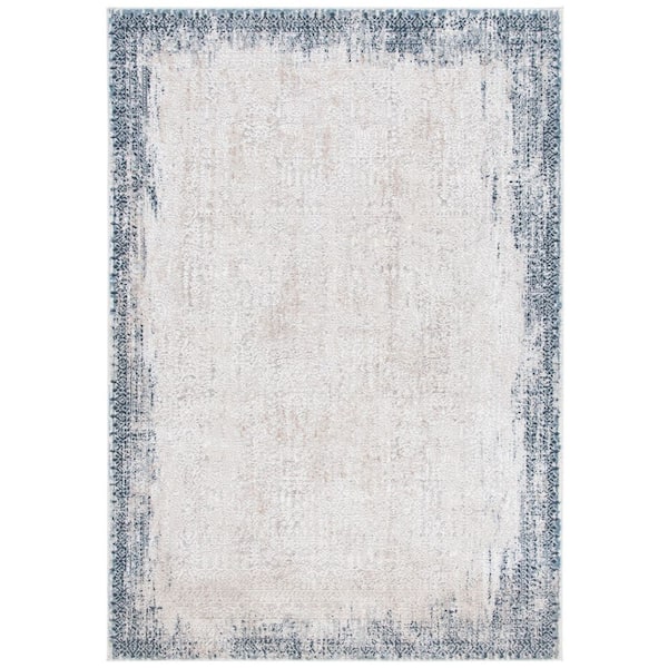SAFAVIEH Parker 8 ft. x 10 ft. Taupe/Blue Distressed Border Area Rug