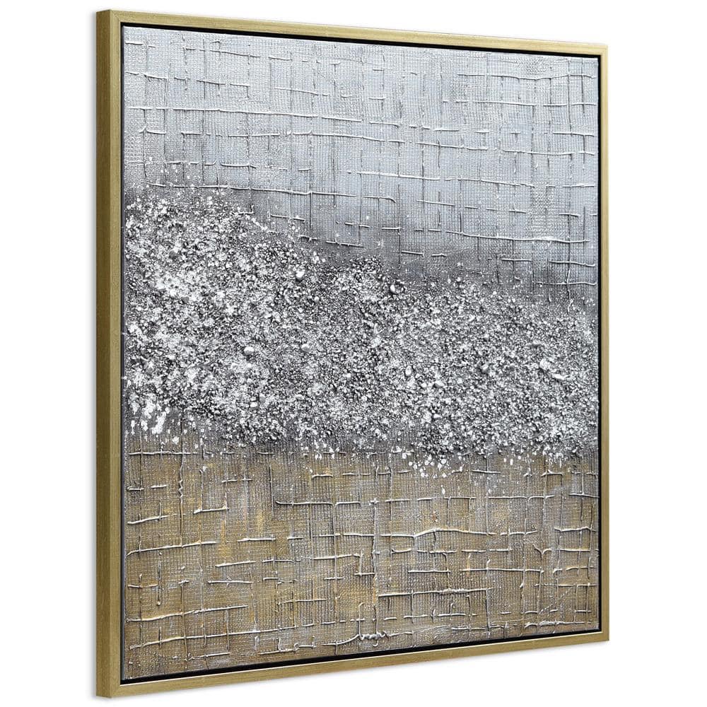 Empire Art 36" Square Textured Metallic Abstract Canvas with Gold Frame