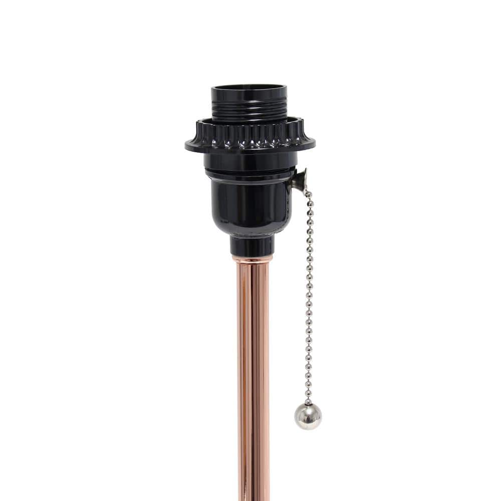 Rose Gold and White Stick Nightstand Lamp Set with Fabric Shade