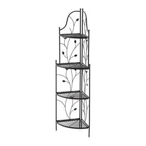 52 in.H 4-Tier Black Metal Corner Shelf Plant Stand or Storage Rack Kits and Accessories