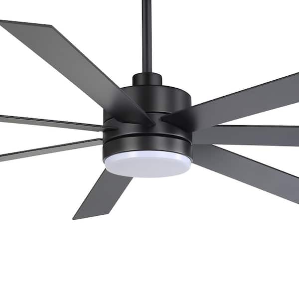 Hector II 72 in. Black Windmill Ceiling Fan with Integrated LED Light, Downrod, 7 Black/Brown Blades and Remote Included