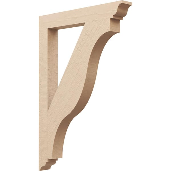 Ekena Millwork 3.5 in. x 40 in. x 28 in. Funston Traditional Rough Cedar Woodgrain Timberthane Polyurethane Bracket, Primed Tan