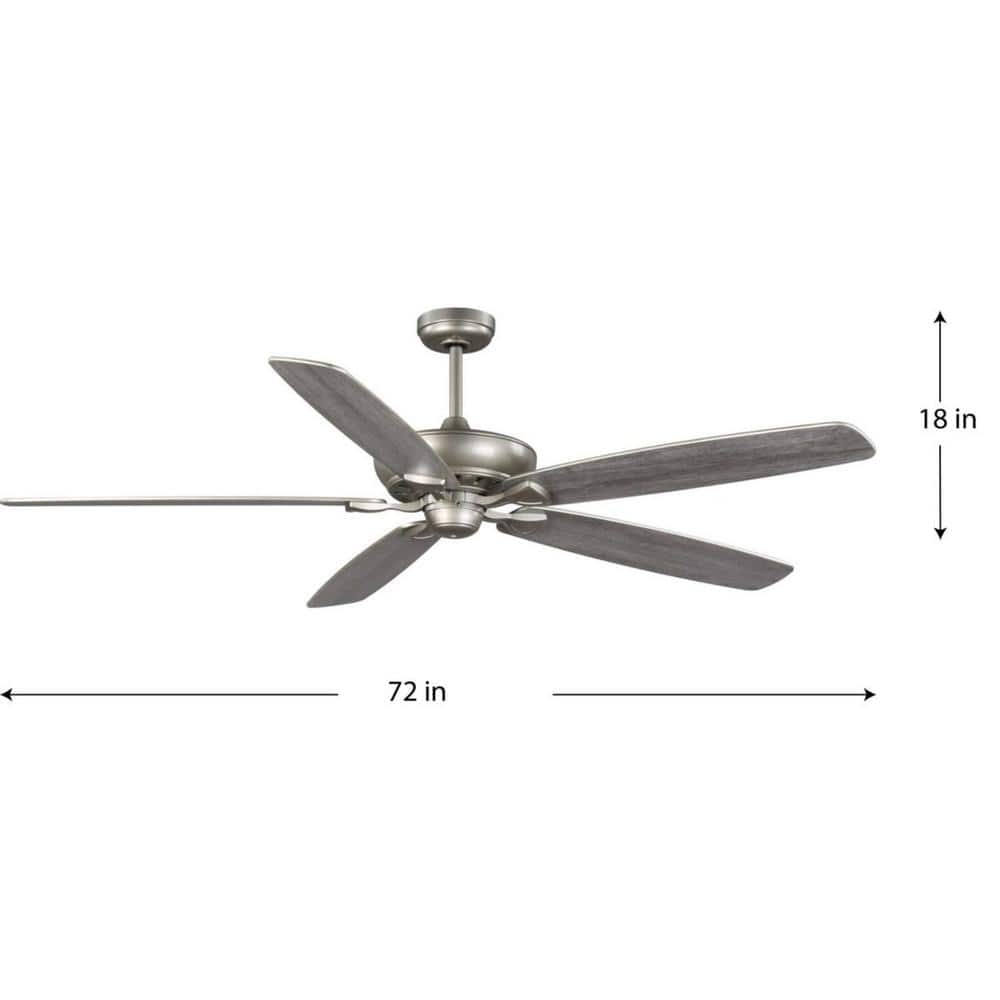 Kennedale 72" Nickel Ceiling Fan with Reversible Blades and Remote