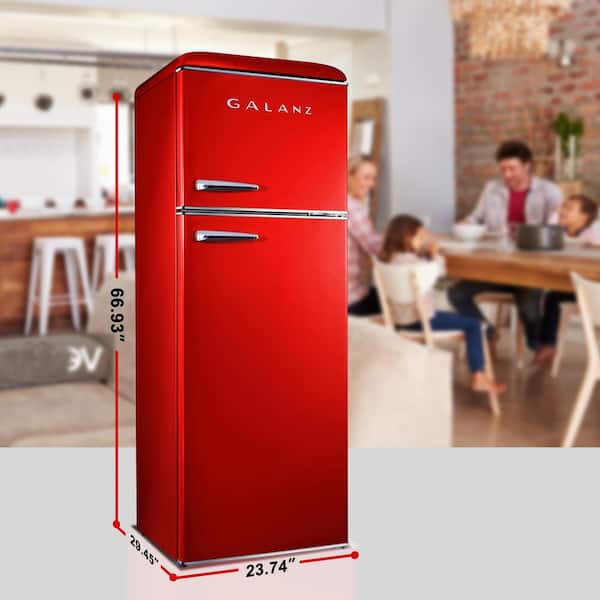Galanz 12.0 cu. ft. Top Freezer Retro Refrigerator with Dual Door True  Freezer, Frost Free in Red GLR12TRDEFR - The Home Depot