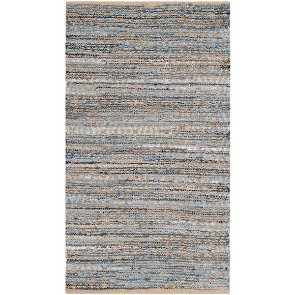 SAFAVIEH Cape Cod Natural/Blue Doormat 2 ft. x 3 ft. Distressed Diamonds Area Rug