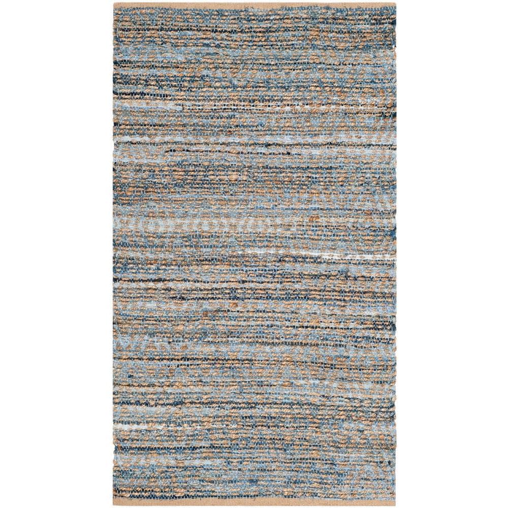 Cape Cod Blue and Natural Handwoven Jute Area Rug 4' x 6'