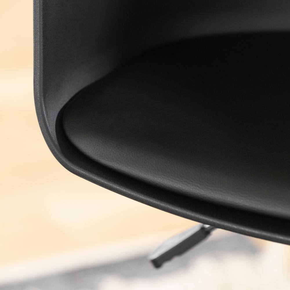 Black and Chrome Metal Swivel Task Chair with Fixed Arms